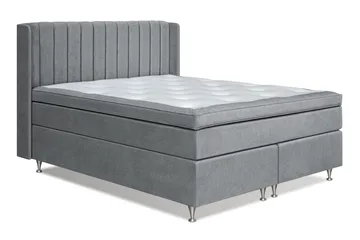Joluma Komplett Sängpaket – Kontinentalsäng 180x200 cm i Tyg med Sänggavel + Bäddmadrass med Fasthetsgrad Fast/Medium - Grå - Möbler - Säng - Komplett sängpaket