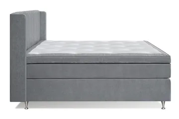 Joluma Komplett Sängpaket – Kontinentalsäng 180x200 cm i Tyg med Sänggavel + Bäddmadrass med Fasthetsgrad Fast/Medium - Grå - Möbler - Säng - Komplett sängpaket