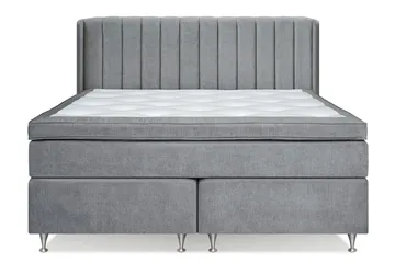 Joluma Komplett Sängpaket – Kontinentalsäng 180x200 cm i Tyg med Sänggavel + Bäddmadrass med Fasthetsgrad Fast/Medium - Grå - Möbler - Säng - Komplett sängpaket
