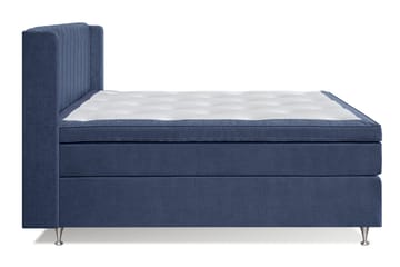 Joluma Komplett Sängpaket – Kontinentalsäng 180x200 cm i Tyg med Sänggavel + Bäddmadrass med Fasthetsgrad Fast/Medium - Mörkblå - Möbler - Säng - Komplett sängpaket