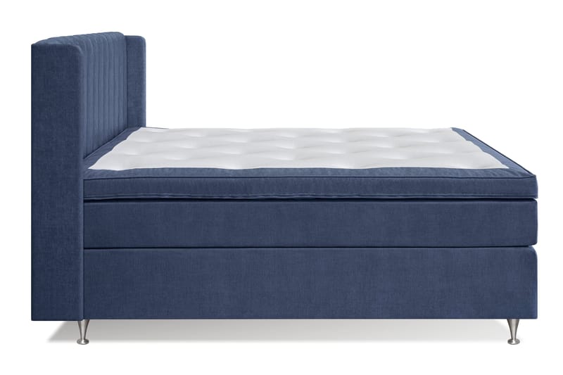 Joluma Komplett Sängpaket – Kontinentalsäng 180x200 cm i Tyg med Sänggavel + Bäddmadrass med Fasthetsgrad Fast/Medium - Mörkblå - Möbler - Säng - Komplett sängpaket