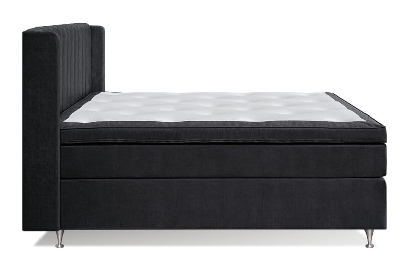 Joluma Komplett Sängpaket – Kontinentalsäng 180x200 cm i Tyg med Sänggavel + Bäddmadrass med Fasthetsgrad Fast/Medium - Svart - Möbler - Säng - Komplett sängpaket