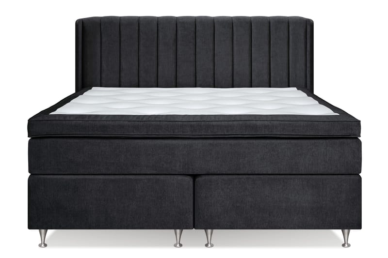 Joluma Komplett Sängpaket – Kontinentalsäng 180x200 cm i Tyg med Sänggavel + Bäddmadrass med Fasthetsgrad Fast/Medium - Svart - Möbler - Säng - Komplett sängpaket
