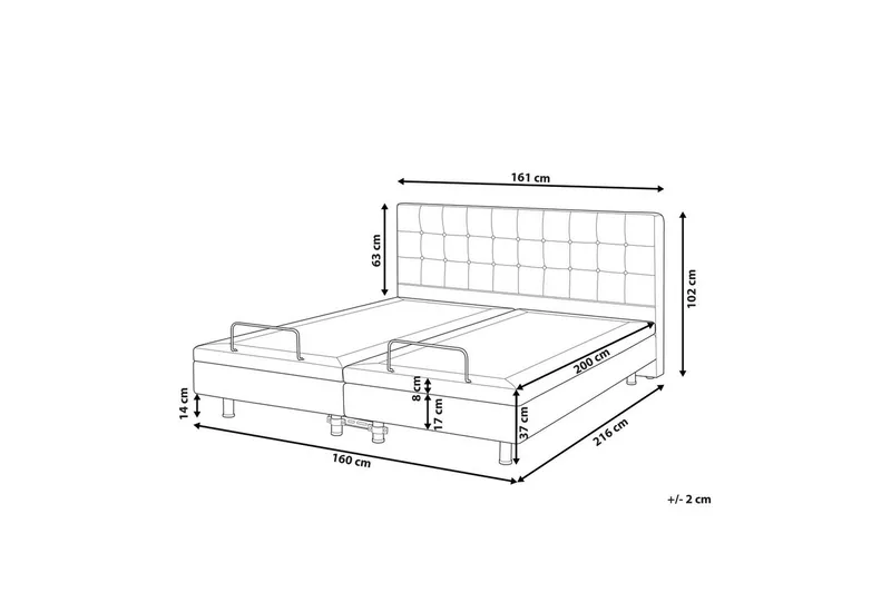 Justerbar säng Duke - Beige, svart, 160x200 cm - Möbler - Säng - Sängram & sängstomme