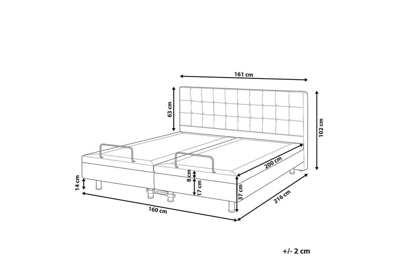 Justerbar säng Duke - Grå, svart, 160x200 cm - Möbler - Säng - Sängram & sängstomme