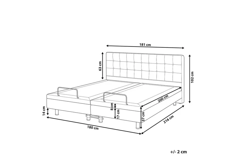 Justerbar säng Duke - Grå, svart, 180x200 cm - Möbler - Säng - Enkelsäng