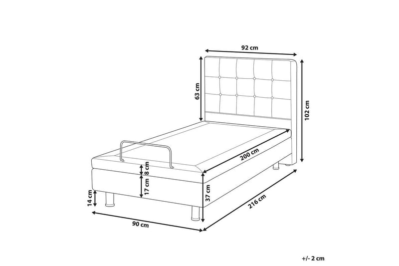 Justerbar säng Duke - Grå, svart, 90x200 cm - Möbler - Säng - Sängram & sängstomme