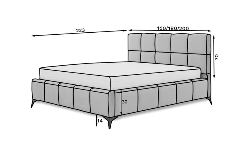 Kamble Sängram med Förvaring 140x200 cm - Grå - Möbler - Säng - Sängram & sängstomme