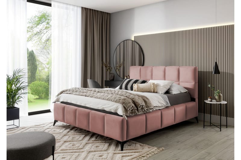 Kamble Sängram med Förvaring 140x200 cm, Rosa