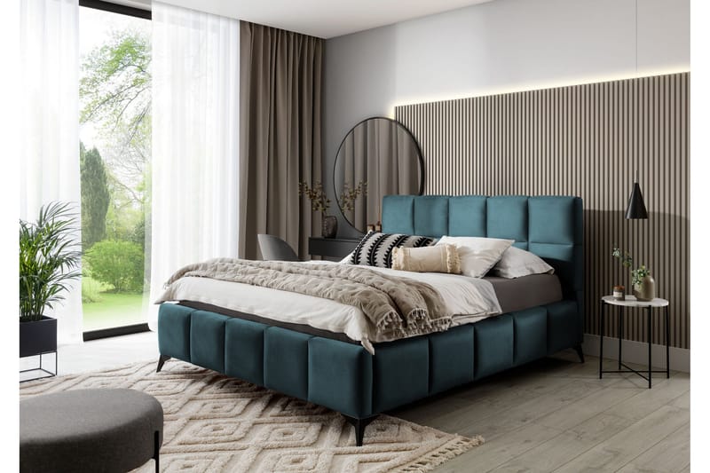 Kamble Sängram med Förvaring 160x200 cm - Turkos - Möbler - Säng - Sängram & sängstomme