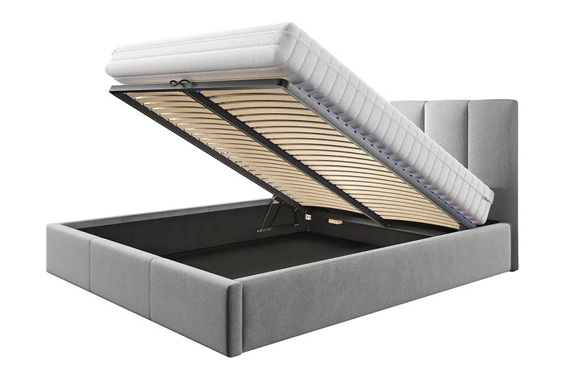Karrouba Förvaringssäng 140x200 cm LED-belysning - Svart - Möbler - Säng - Sängram & sängstomme