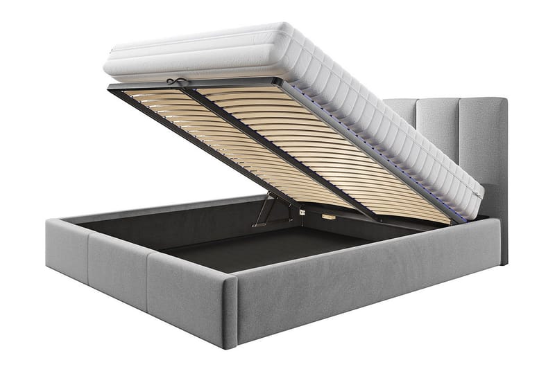 Karrouba Förvaringssäng 140x200 cm LED-belysning - Svart - Möbler - Säng - Sängram & sängstomme