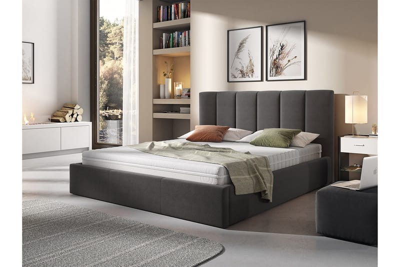 Karrouba Förvaringssäng 140x200 cm - Mörkgrå - Möbler - Säng - Sängram & sängstomme
