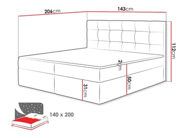 Kleiv Kontinentalsäng med förvaring 140x200 cm - grå - Möbler - Säng - Kontinentalsäng