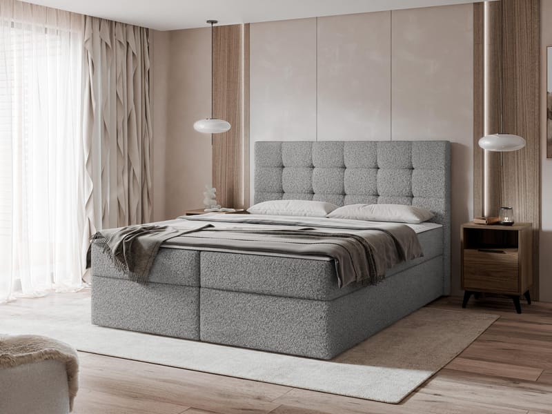 Kleiv Kontinentalsäng med förvaring 140x200 cm - grå - Möbler - Säng - Kontinentalsäng