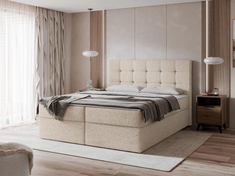 Kleiv Kontinentalsäng med förvaring 180x200 cm - beige - Möbler - Säng - Enkelsäng