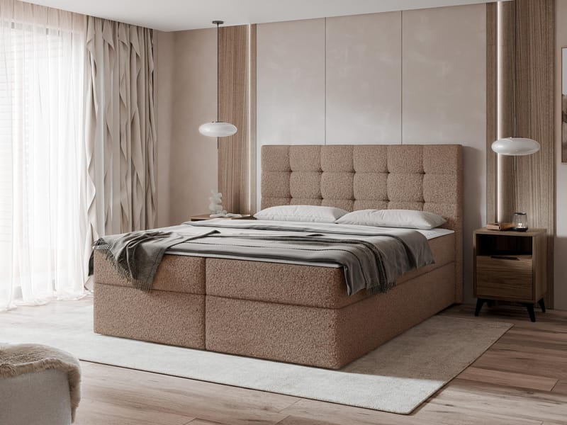 Kleiv Kontinentalsäng med förvaring 180x200 cm - brun - Möbler - Säng - Enkelsäng