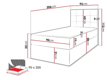 Kleiv Kontinentalsäng med förvaring 90x200 cm - brun - Möbler - Säng - Enkelsäng