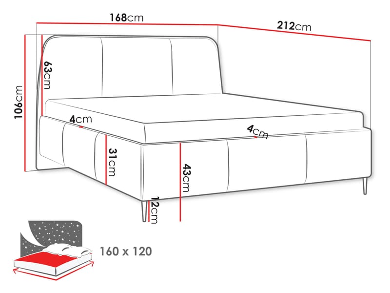 Klyra Sängram med förvaring 160x200 cm - svart - Möbler - Säng - Sängram & sängstomme