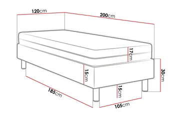 Adeliza Kontinentalsäng 120x200 cm+Panel 30 cm - Grön - Möbler - Säng - Sängram & sängstomme