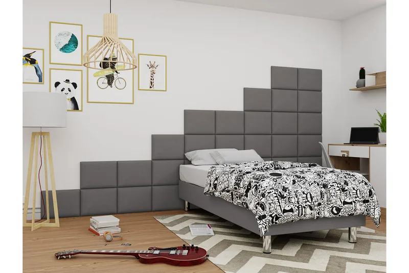 Adeliza Kontinentalsäng 120x200 cm+Panel 40 cm - Grå - Möbler - Säng - Sängram & sängstomme