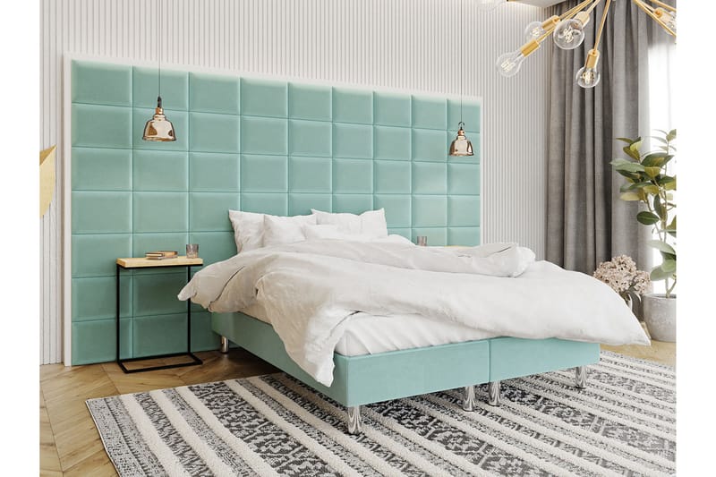 Adeliza Kontinentalsäng 140x200 cm+Panel 40 cm - Grön - Komplett sängpaket