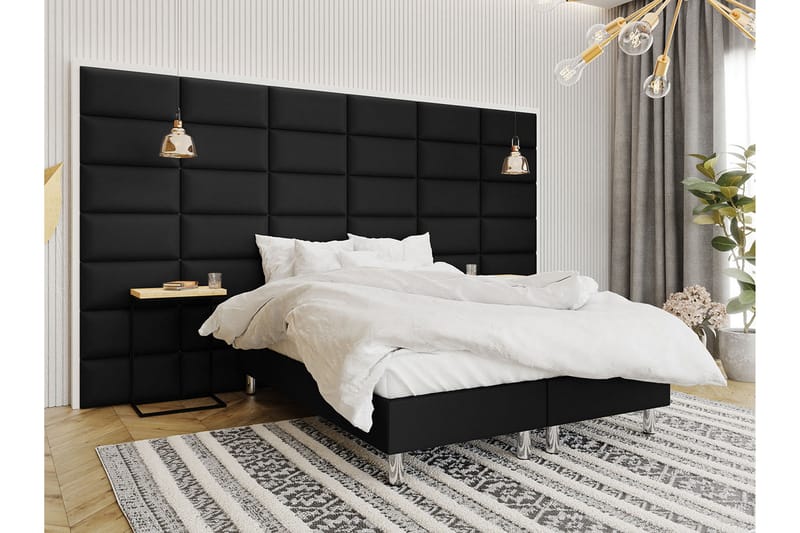 Adeliza Kontinentalsäng 140x200 cm+Panel 60 cm - Svart - Möbler - Säng - Komplett sängpaket