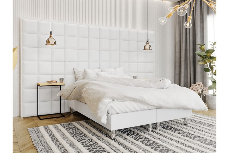 Adeliza Kontinentalsäng 160x200 cm+Panel 30 cm - Vit - Komplett sängpaket