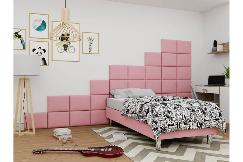 Adeliza Kontinentalsäng 90x200 cm+Panel 40 cm  Rosa - Rosa - Möbler - Säng - Komplett sängpaket