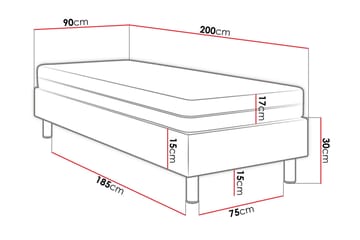 Adeliza Kontinentalsäng 90x200 cm+Panel 30 cm - Grön - Möbler - Säng - Sängram & sängstomme