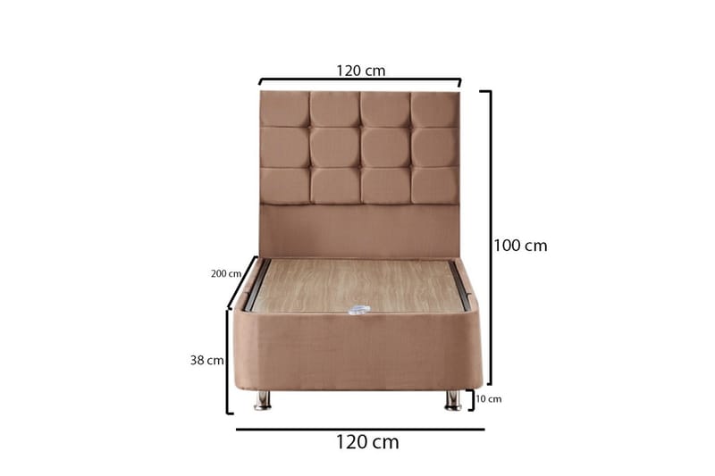 Adilen Kontinentalsäng 120x200 cm - Ljusbrun - Komplett sängpaket - Kontinentalsäng