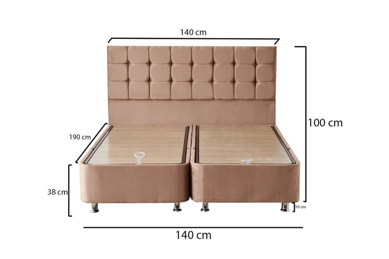 Adilen Kontinentalsäng 140x190 cm - Ljusbrun - Komplett sängpaket - Kontinentalsäng