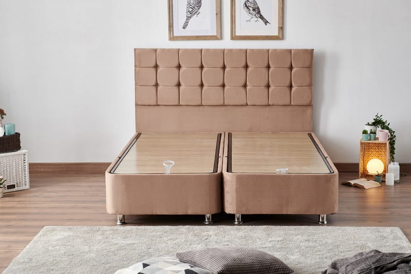 Adilen Kontinentalsäng 150x200 cm - Ljusbrun - Komplett sängpaket - Kontinentalsäng
