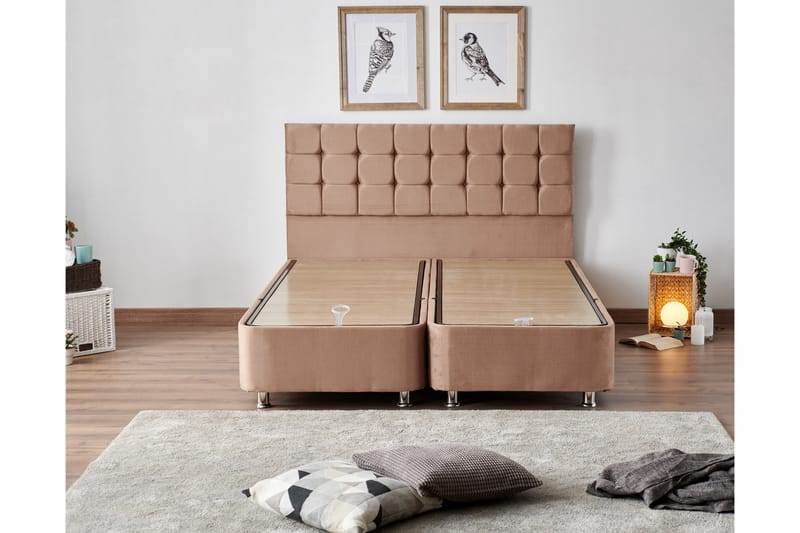Adilen Kontinentalsäng 180x200 cm - Ljusbrun - Komplett sängpaket - Kontinentalsäng