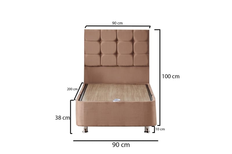 Adilen Kontinentalsäng 90x200 cm - Ljusbrun - Komplett sängpaket - Kontinentalsäng