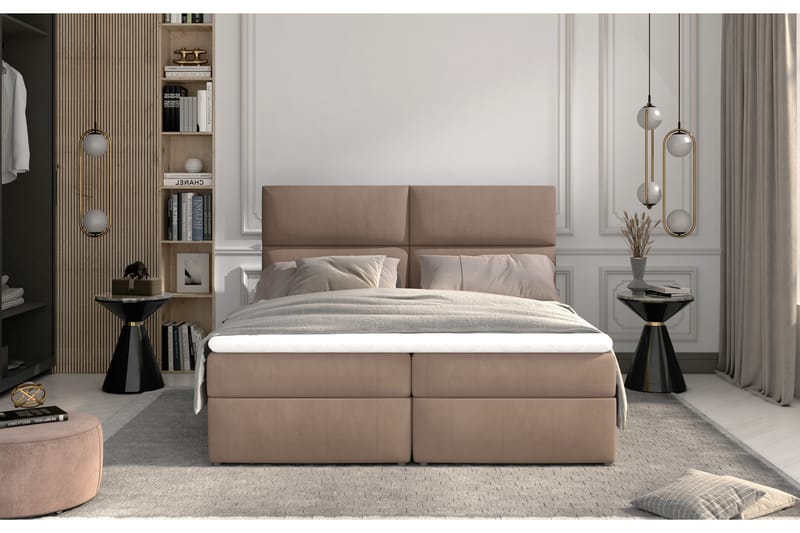 Amberan Sängpaket 140x200 cm - Ljusbrun - Komplett sängpaket