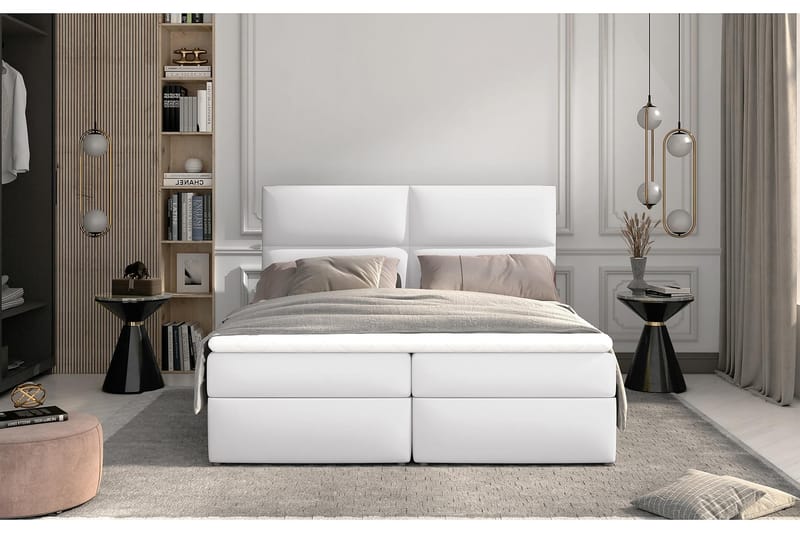 Amberan Sängpaket 160x200 cm - Läder/Vit - Komplett sängpaket