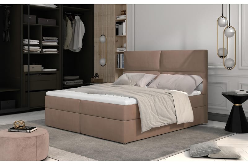 Amberan Sängpaket 160x200 cm - Ljusbrun - Komplett sängpaket