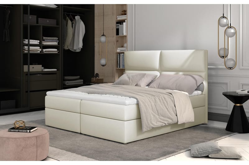 Amberan Sängpaket 180x200 cm - Läder/Beige - Komplett sängpaket