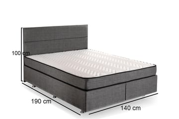 Argentu Kontinentalsäng 140x190 cm - Grå - Möbler - Säng - Komplett sängpaket