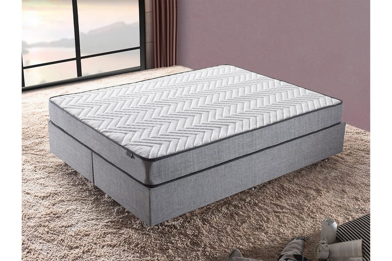 Argentu Kontinentalsäng 150x200 cm - Grå - Komplett sängpaket - Sängar med förvaring