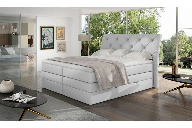 Bellamir Sängpaket 140x200 cm, Läder/Vit