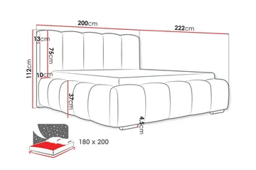 Cleaton Bubblig Sängram 180x200 cm med Förvaring HVILA Skummadrass och Bäddmadrass i Memoryskum med Tvättbar klädsel - Beige/Vit - Möbler - Säng - Komplett sängpaket