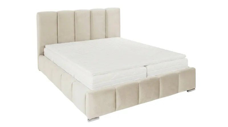 Cleaton Bubblig Sängram 180x200 cm med Förvaring HVILA Pocketresårmadrass och Bäddmadrass i Polysterskum med Tvättbar klädsel - Beige/Vit - Möbler - Säng - Komplett sängpaket