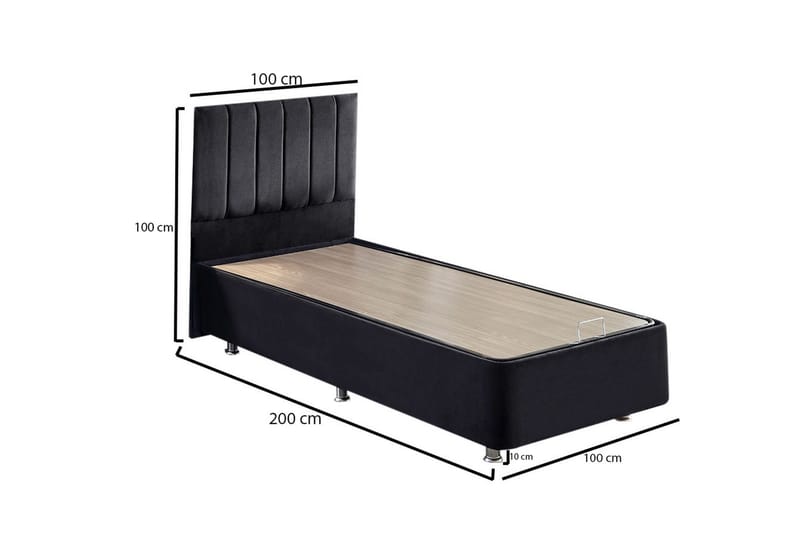 Endulanie Sängram med Sänggavel Singel 100x200 cm - Svart - Komplett sängpaket - Kontinentalsäng