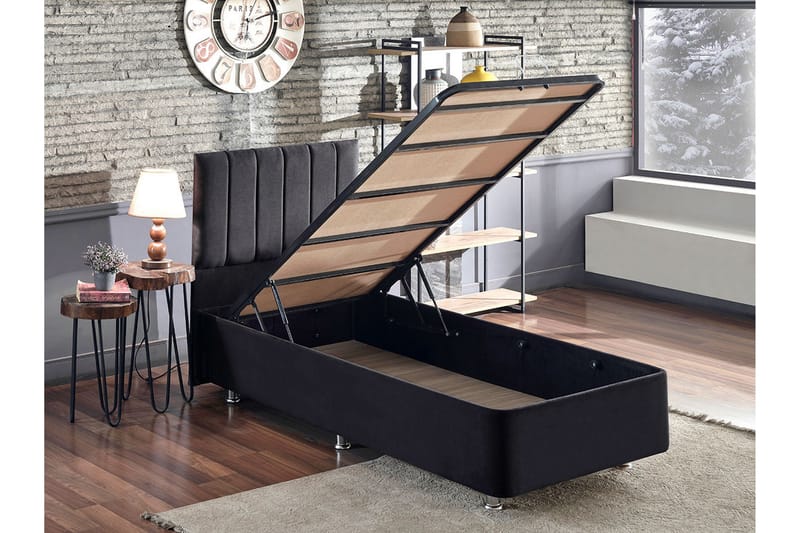 Endulanie Sängram med Sänggavel Singel 90x190 cm - Svart - Möbler - Säng - Komplett sängpaket
