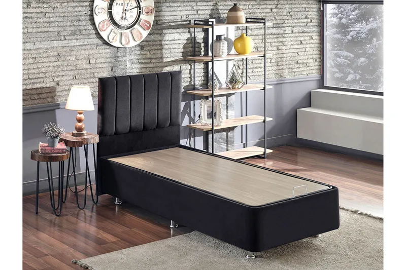 Endulanie Sängram med Sänggavel Singel 90x190 cm - Svart - Möbler - S äng - Komplett sängpaket