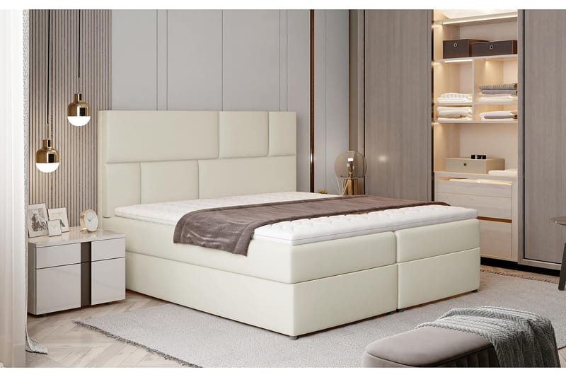 Forenca Sängpaket 160x200 cm - Läder/Beige - Komplett sängpaket