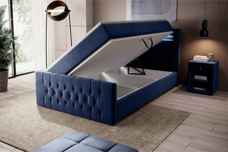 Franco Sängpaket med förvaring 120x200 LED-belysning - 120x200 Blå (+Fler val) - Möbler - Säng - Komplett sängpaket
