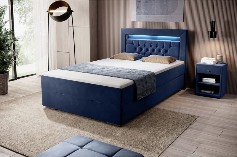 Franco Sängpaket med förvaring 120x200 LED-belysning - 120x200 Blå (+Fler val) - Sängar med förvaring - Komplett sängpaket